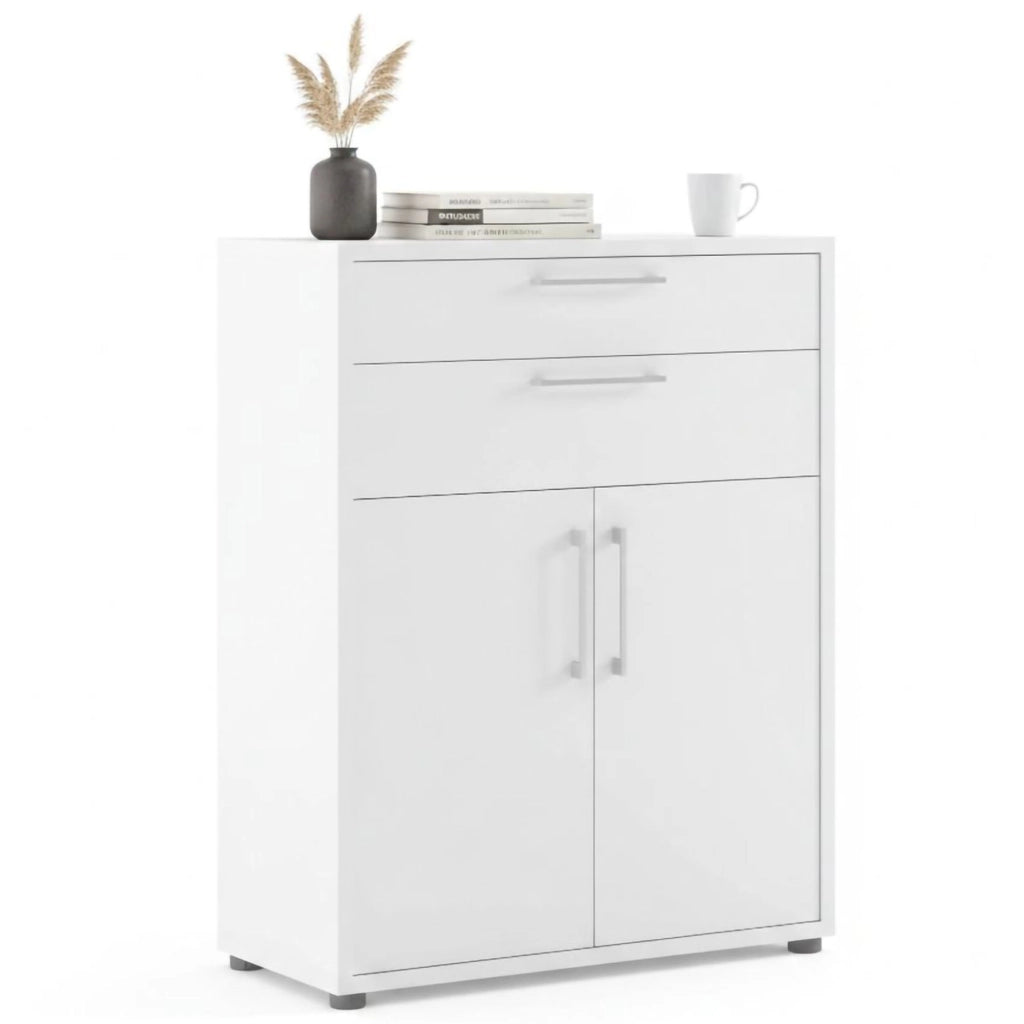Credenza Agra, Buffet da soggiorno, Madia da salotto, Dispensa da cucina, 89x40 h113 cm, Bianco