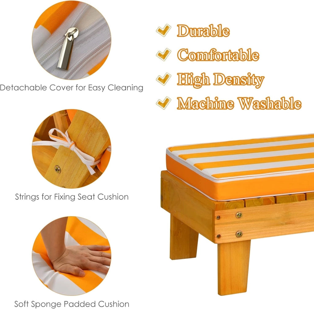 Sedia Sdraio per Bambini in Abete, Spugna e Stoffa, Traspirante e Robusta, Poltrona con Ombrello Prendisole, Sdraio per Spiaggia & Balcone & Bordo Piscina, Portato fino a 50 kg