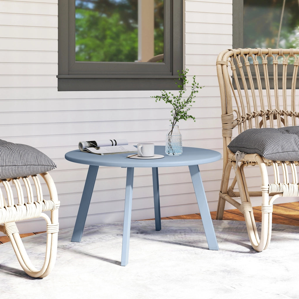 Tavolino rotondo da giardino con patini ¨C zephmum ¨C blu, metallo, ?70x42cm