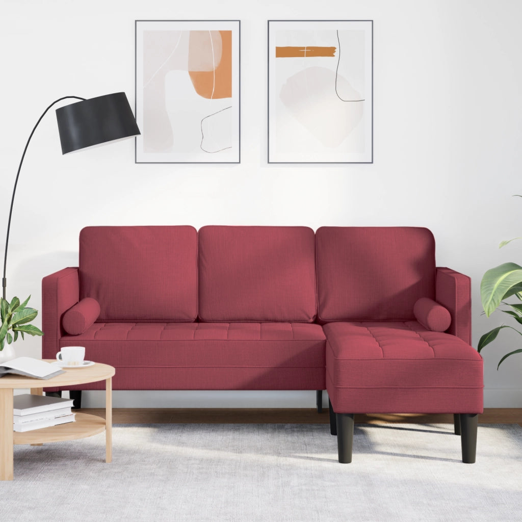 Divano L-Shaped a 3 posti Wine Red 160 cm in tessuto