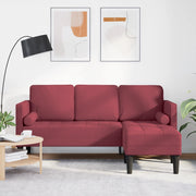 Divano L-Shaped a 3 posti Wine Red 160 cm in tessuto