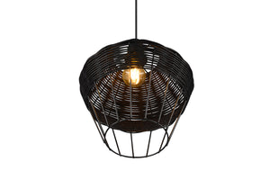 Lampada a Sospensione da Interno Attacco E27 in Tessuto Nero