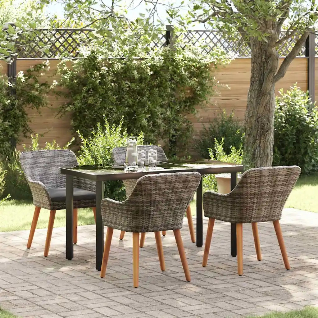 Set da Pranzo per Giardino con cuscino 5 pcs Grigio polyrattan 3261686