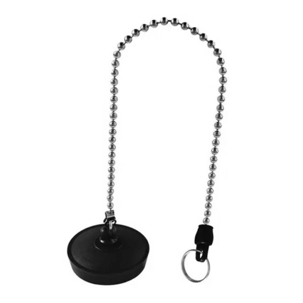 TAPPO IN GOMMA NERA CON CATENELLA PER PILETTA DI SCARICO LAVELLO - ø52 MM  - BON