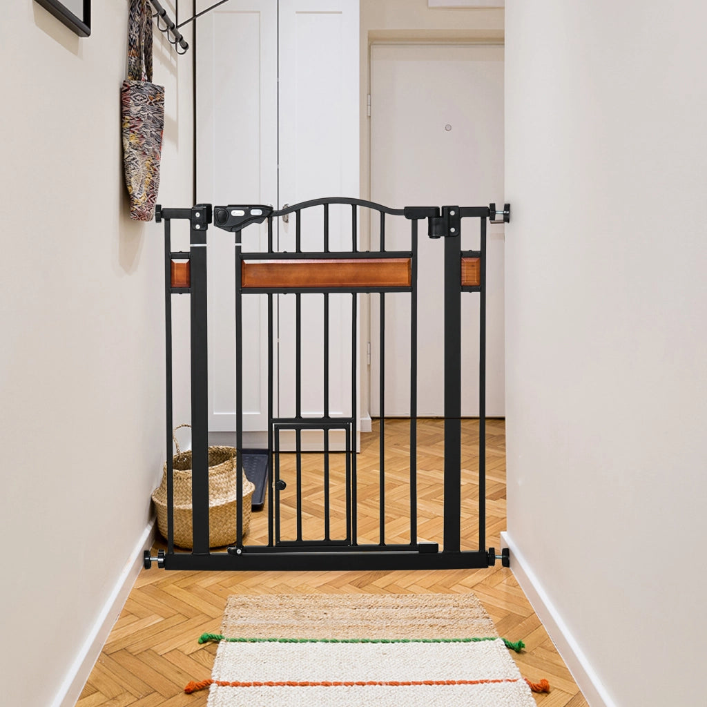 Cancellino per Cani con Fissaggio a Pressione, Estensibile da 74-80cm con Chiusura Automatica, Nero