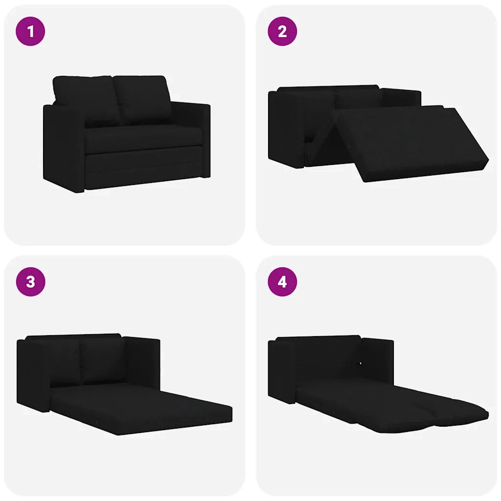 Divano Letto da Terra 2 in 1 Nero 112x174x55 cm Tessuto 353966