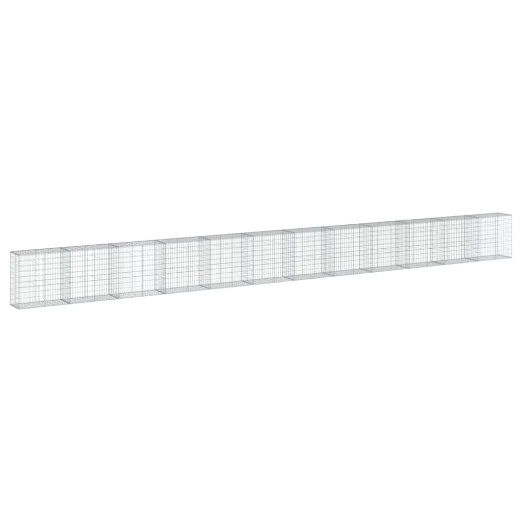 Gabbione recinto a gabbia muro di contenimento con coperchio 1200 x 50 x 100 cm ferro zincato argento 02_0040134