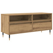Mobile TV contemporaneo con cassetto e ripiani 100 x 34,5 x 44,5 cm finitura rovere ingegnerizzato realizzato artigianalmente 02_0052743