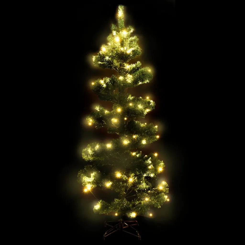 Albero di Natale Preilluminato con Vaso Verde 150 cm in PVC 344650