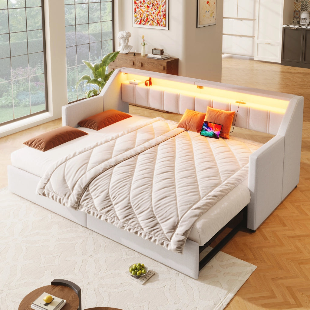 Letto giorno funzionale in lino 90x200 cm