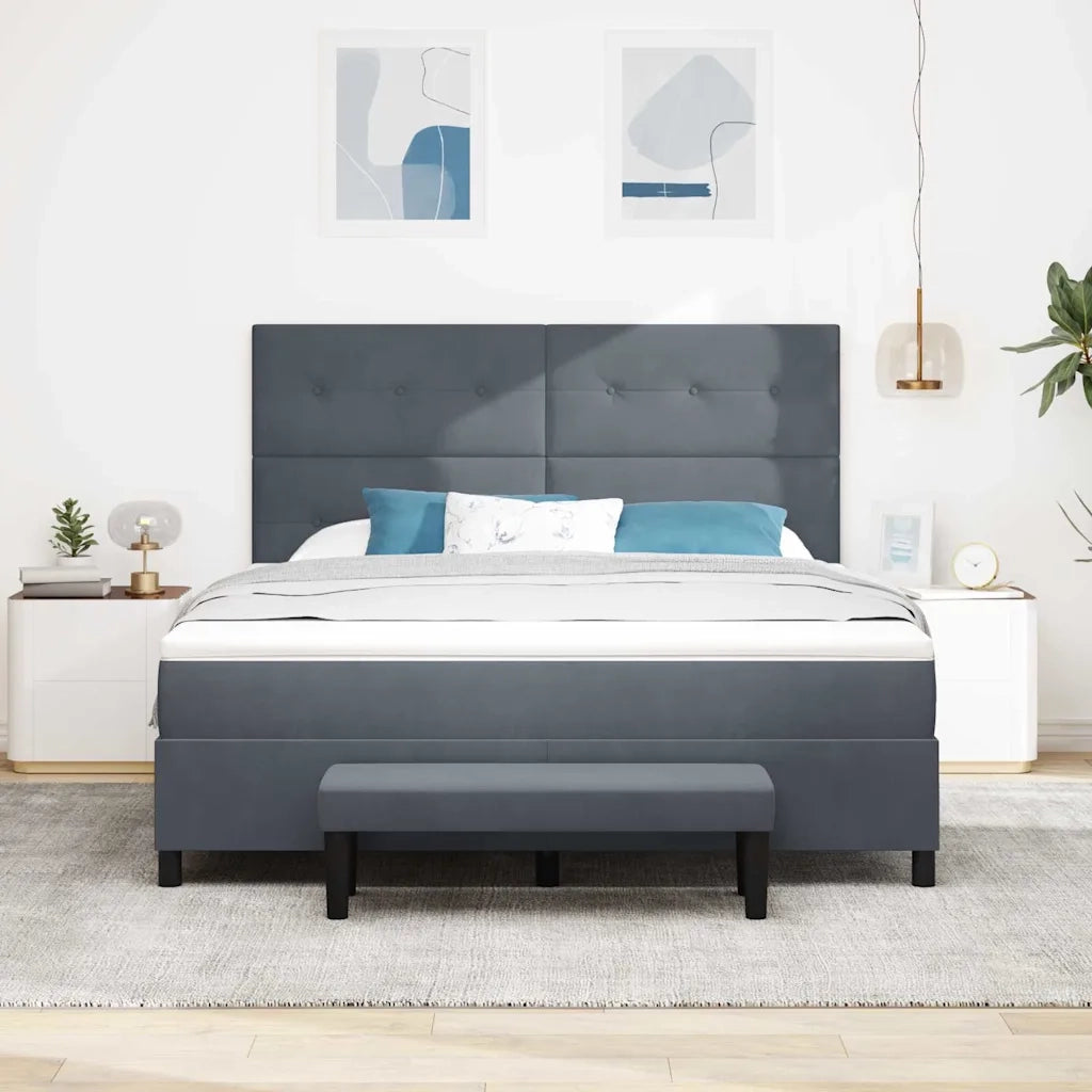 Letto a molle con testiera Grigio scuro 200 x 180 cm Velluto 3344463