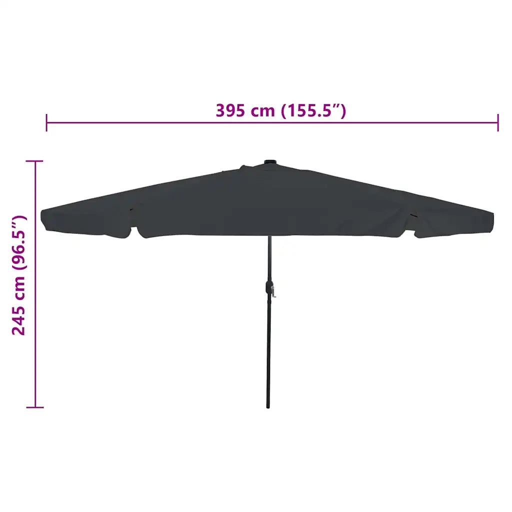Ombrello da giardino-Ombrellone da spiaggia Antracite 395 x 395 x 245 cm Poliestere