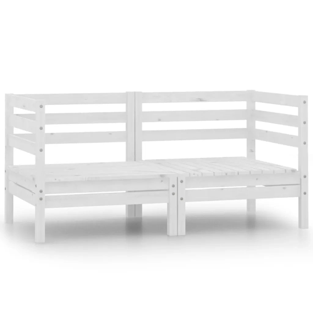 Divano da Giardino a 2 Posti-Sofa da giardino Bianco in Legno Massello di Pino
