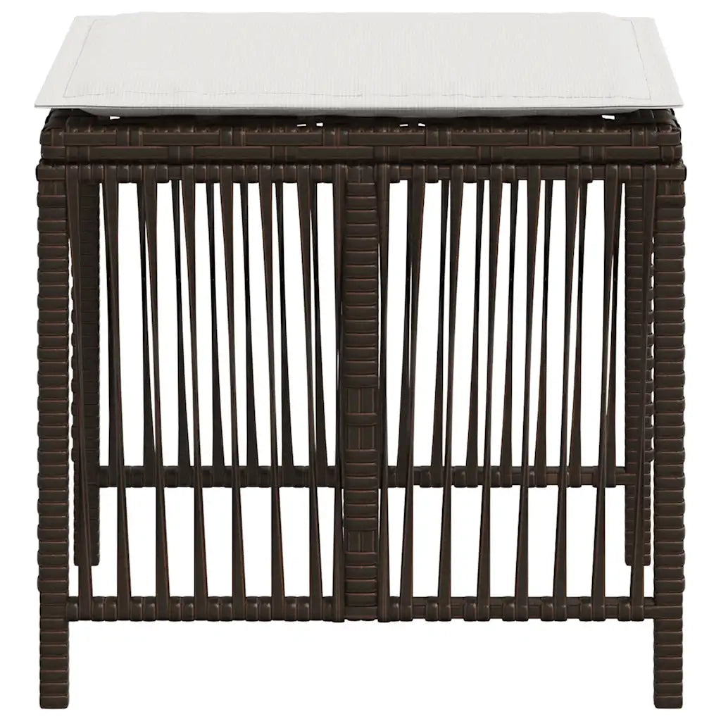 Sgabelli Giardino con Cuscini 4pz Marroni 41x41x36cm Polyrattan 365058