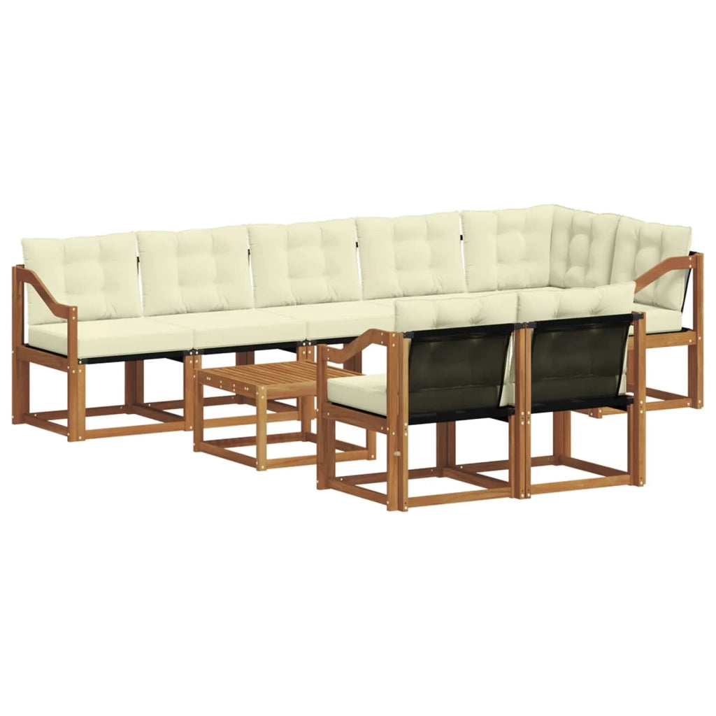 Set di divani da esterno con cuscino 9 pcs Naturale e Crema