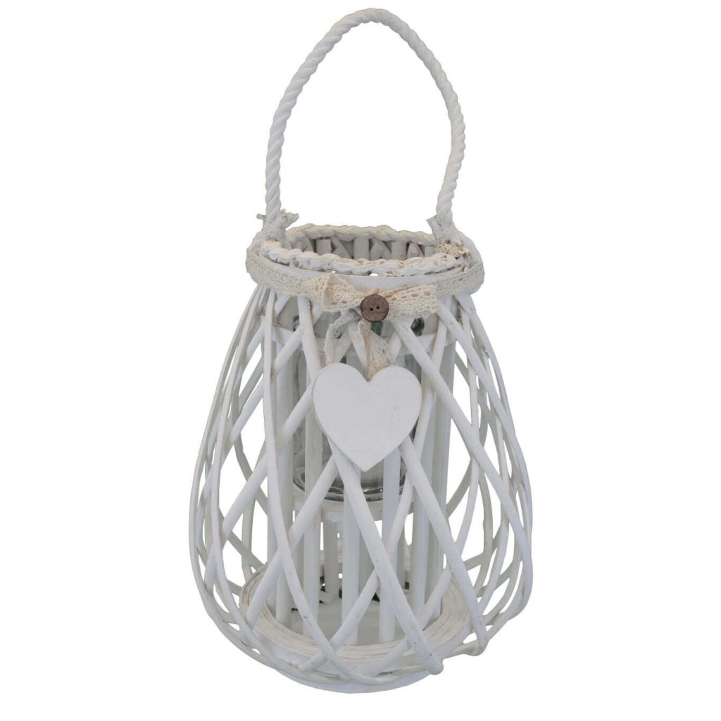 Lanterna in Vimini Rotonda in Vimini Vetro cm 28x28x40 - TREV