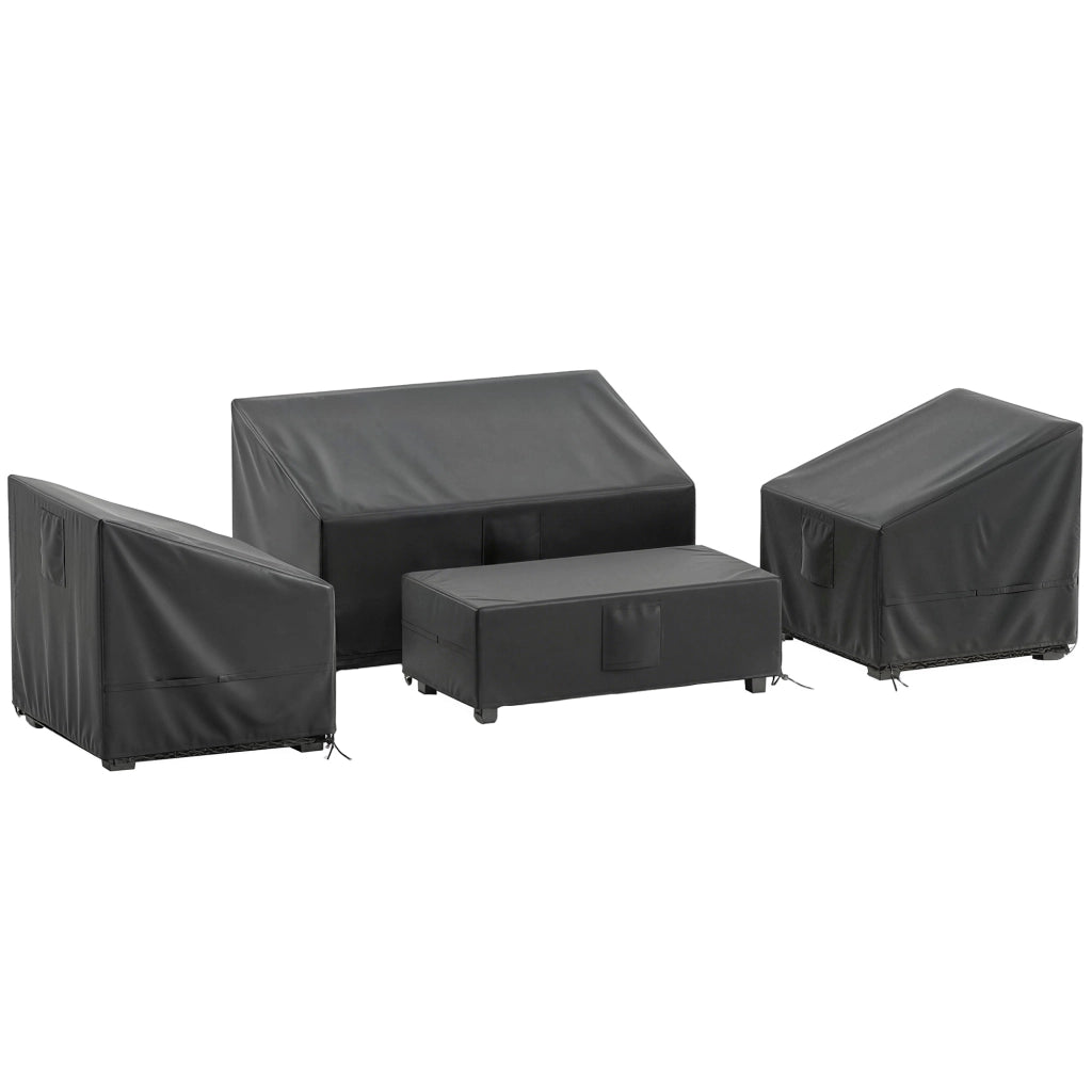 Coperture per Mobili da Giardino 4 Pezzi ¨C Zephmum ¨C Nero