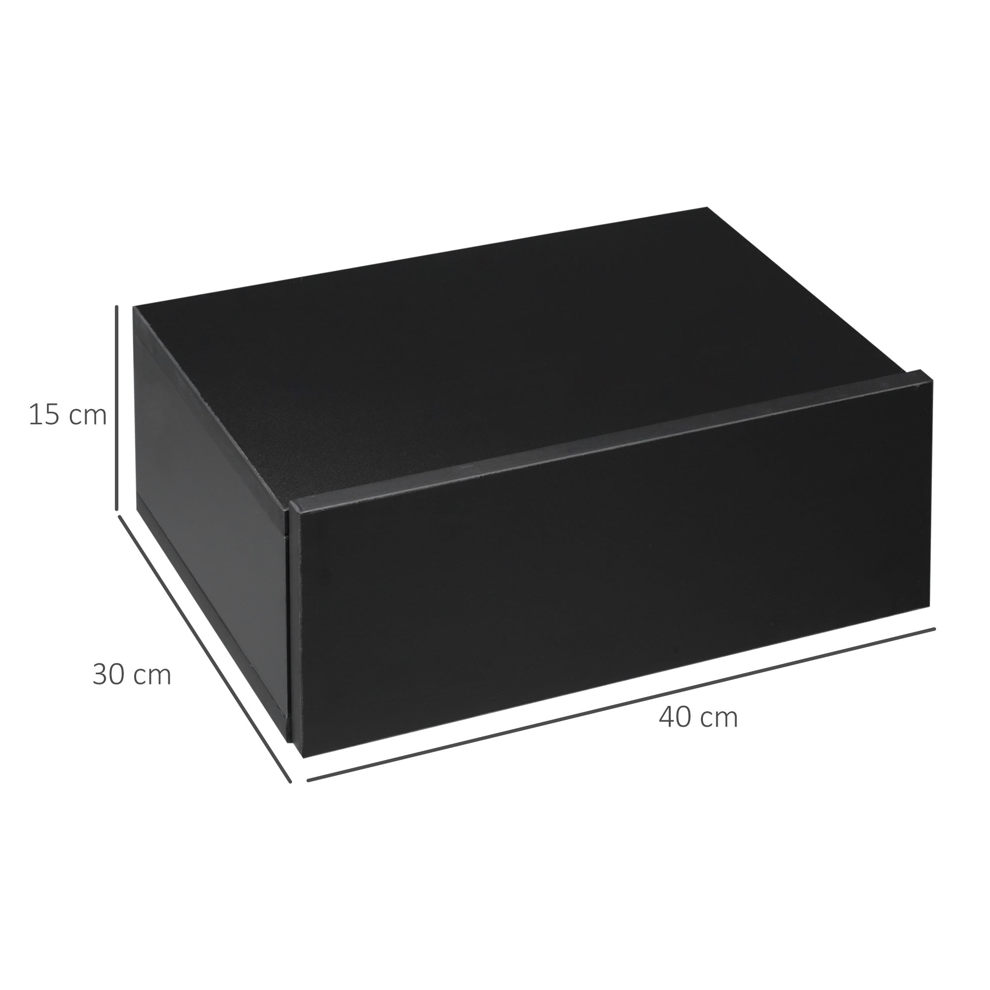 Set 2 Comodini Sospesi 1 Cassetto 40x30x15 cm in Legno Truciolare Nero