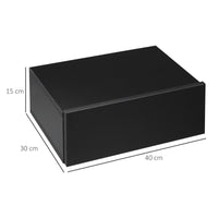 Set 2 Comodini Sospesi 1 Cassetto 40x30x15 cm in Legno Truciolare Nero