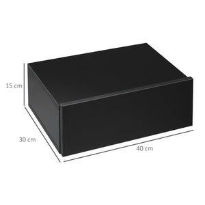 Set 2 Comodini Sospesi 1 Cassetto 40x30x15 cm in Legno Truciolare Nero