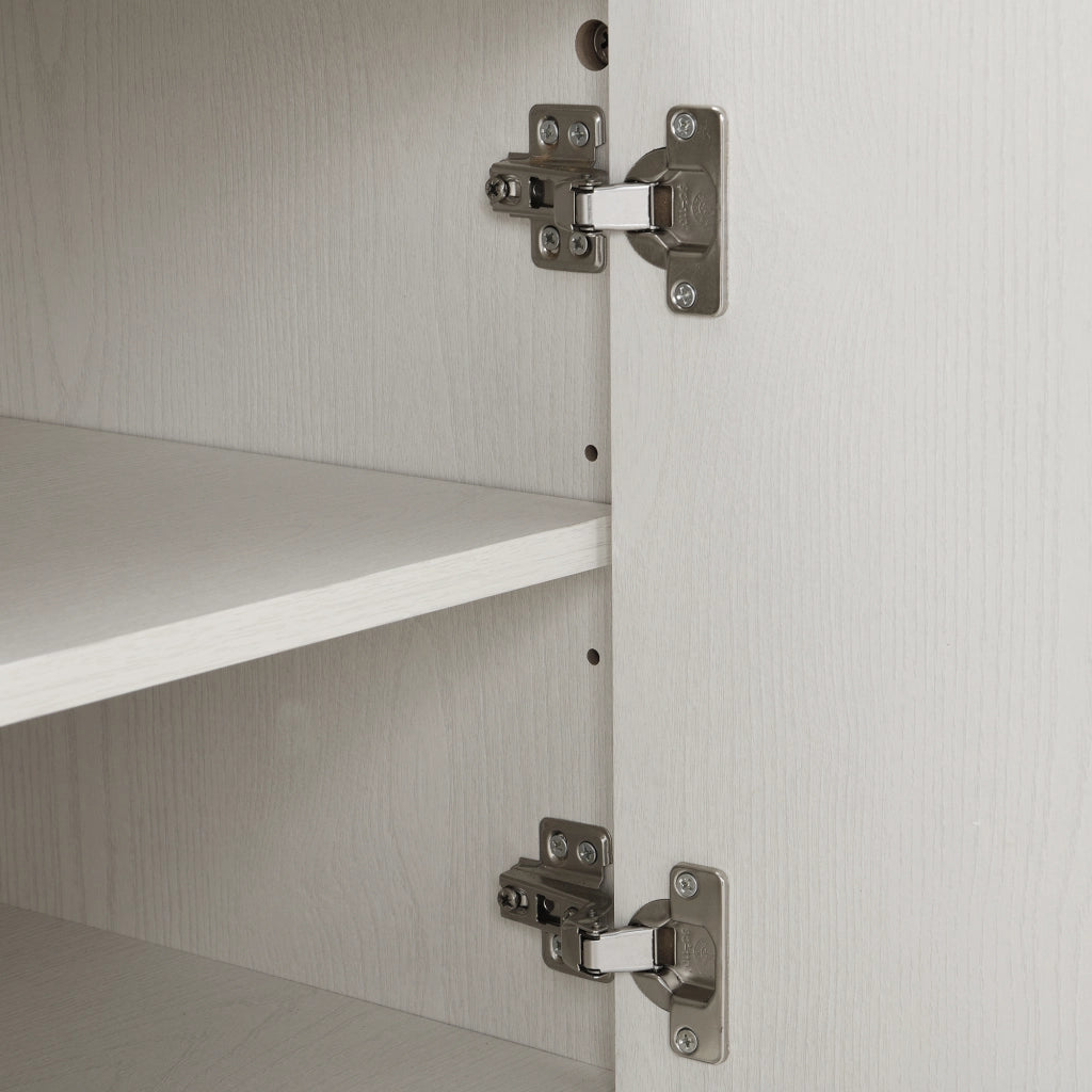 Scarpiera con 2 ante e vano aperto con ripiani regolabili in MDF legno bianco con maniglie dorate 60 × 40 × 61 cm