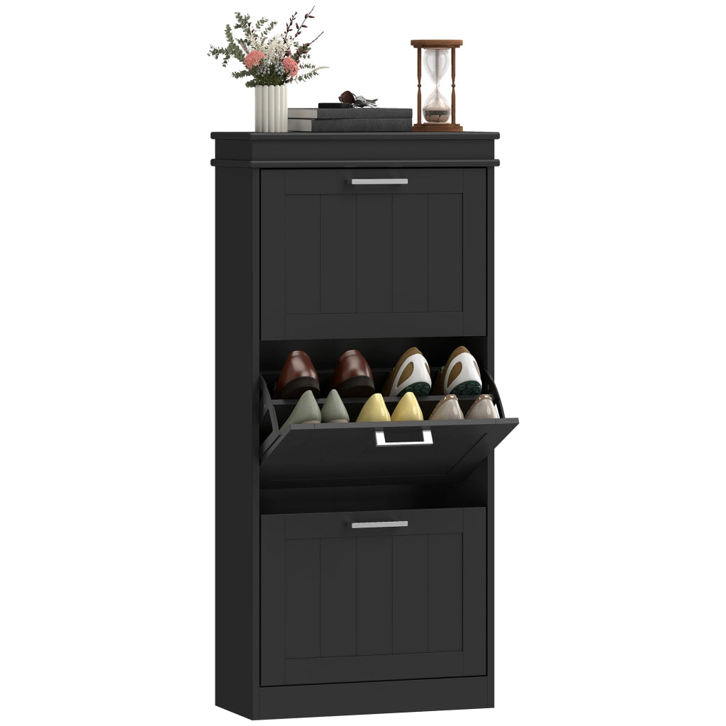 Scarpiera 3 ante con ripiani regolabili ¨C zephmum ¨C nero 54x24x117,5 cm