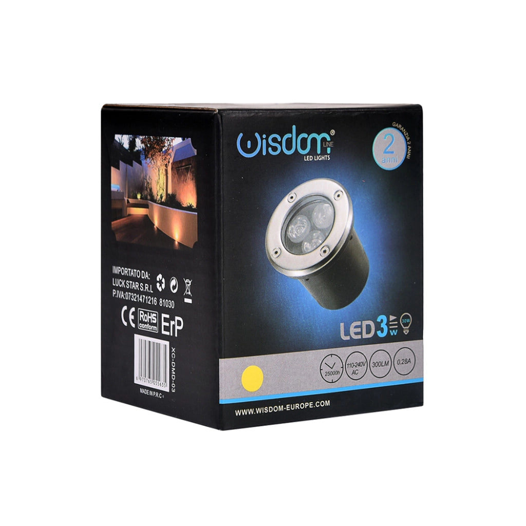 FARETTO SEGNAPASSO LED CALPESTABILE DA GIARDINO 3W LUCE CALDA 3000K - IDEALE PER VIALETTI E SPAZI ESTERNI IP65