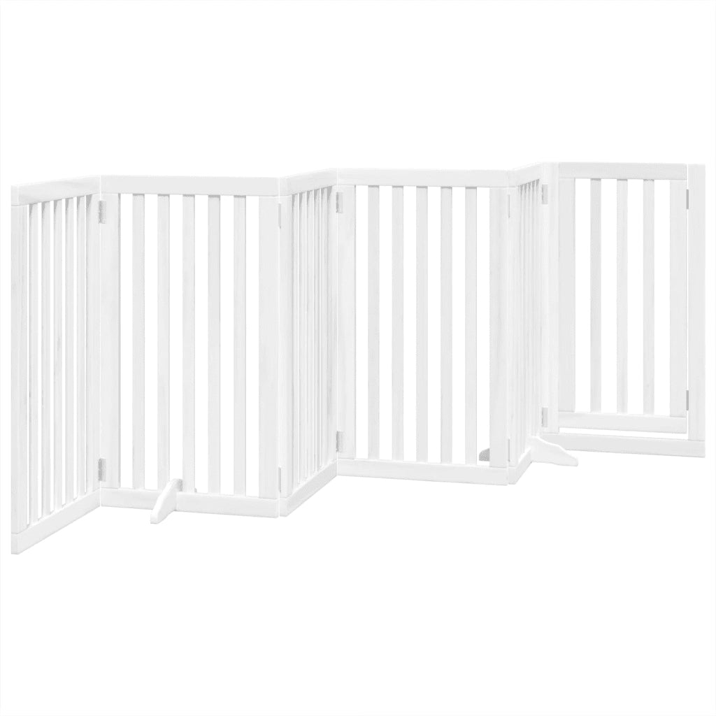 Cancello Cani Porta Pieghevole Bianco 6 Pannelli 300 cm Pioppo 352247