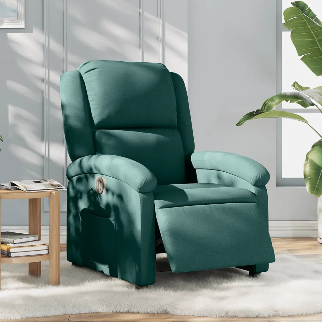 Poltrona | Sedia Relax Elettrica Reclinabile Verde Scuro in Tessuto
