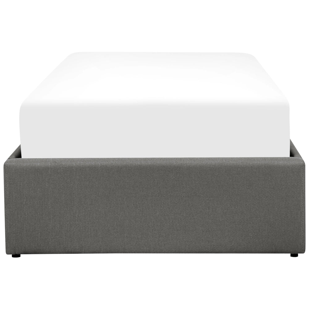 Letto a doghe Ottomana imbottita in tessuto di poliestere grigio Portaoggetti da 90 x 200 Single Size Design moderno