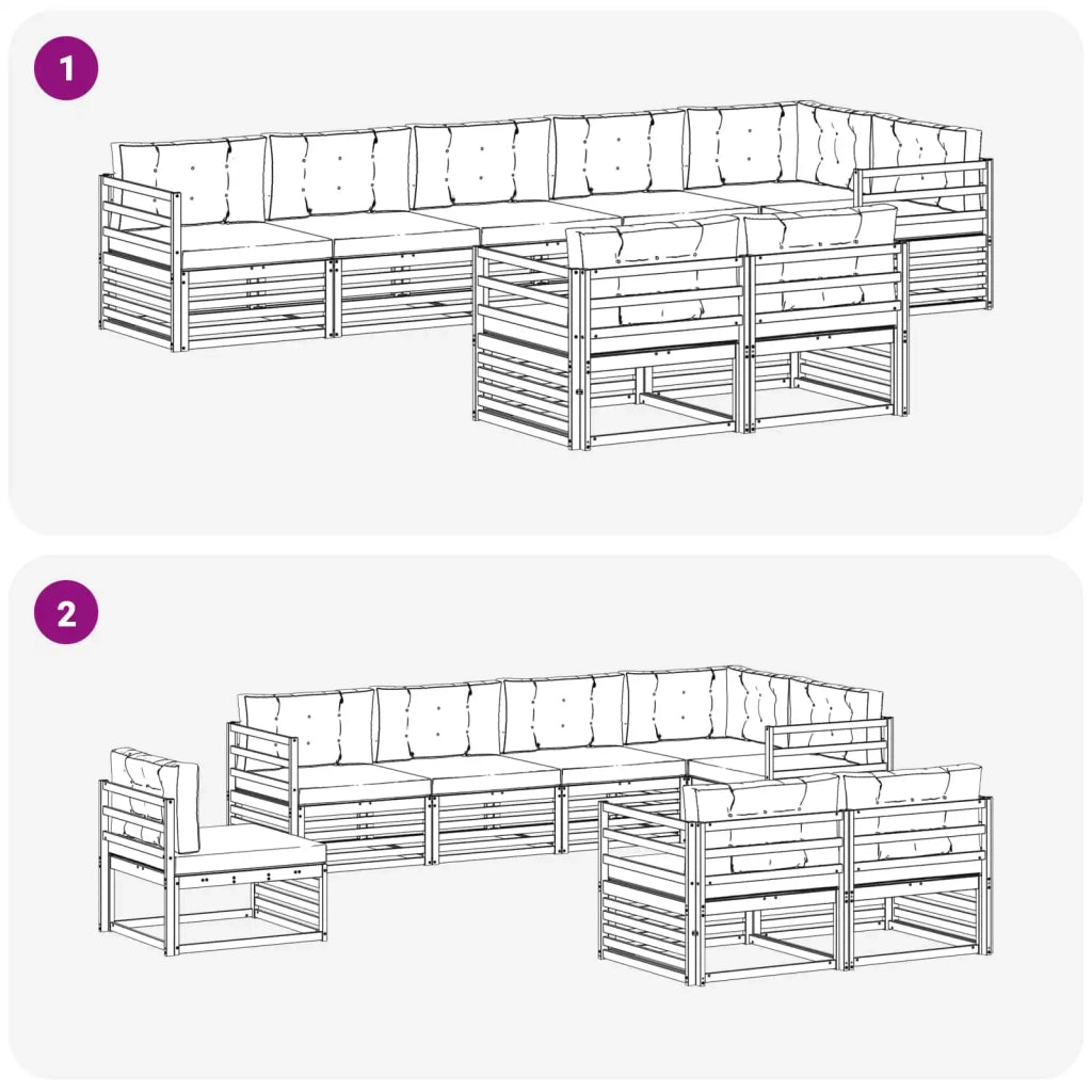 Set di divani da esterno con cuscino 8 pcs Naturale e Beige 3373643