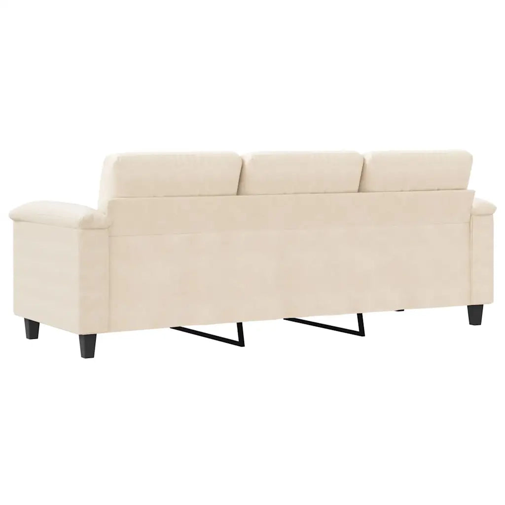 Divano a 3 Posti Beige 180 cm in Tessuto Microfibra 359572