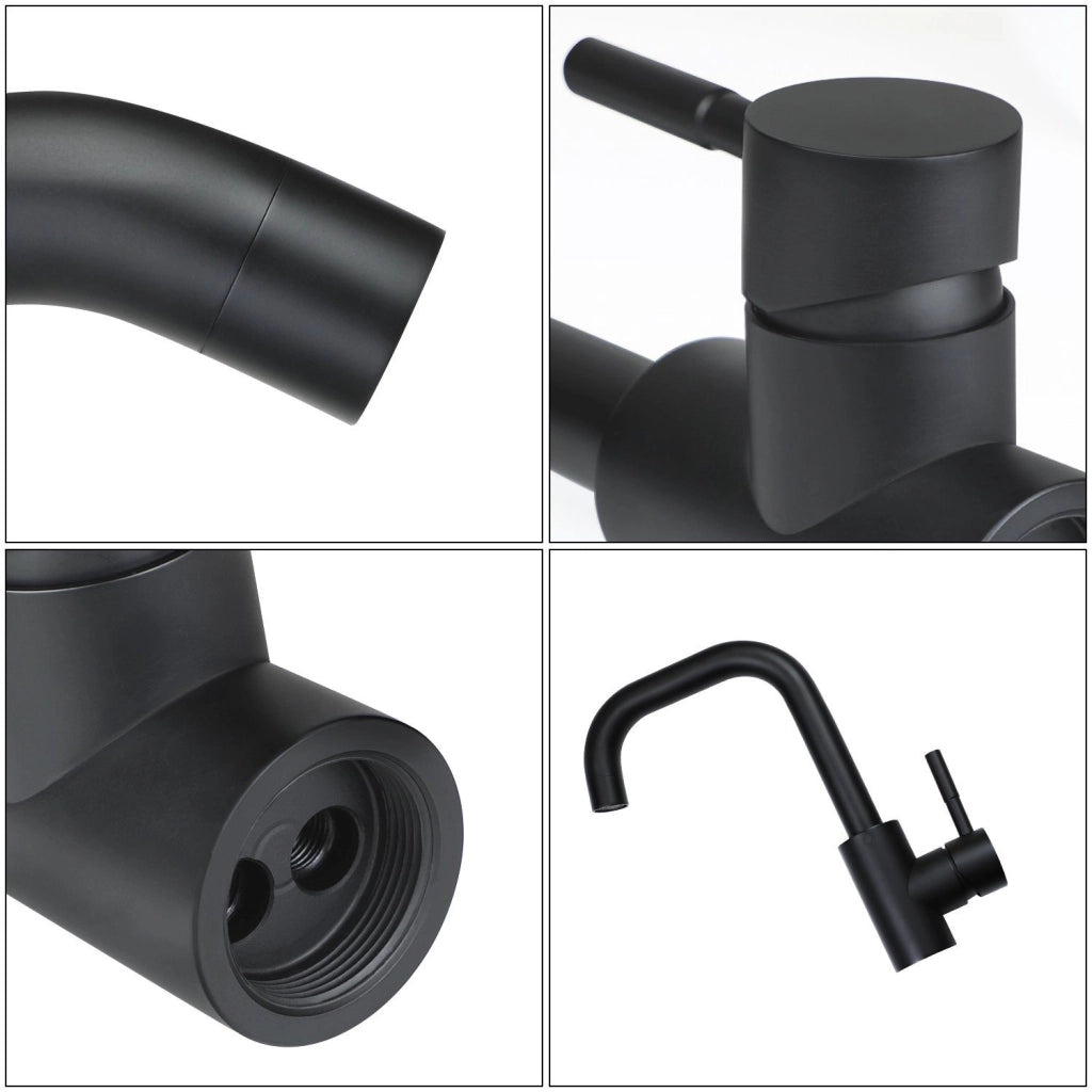 ZMH Rubinetto Lavabo Acciaio Inossidabile Nero Miscelatore Monocomando Alta Pressione Acqua Calda Fredda Per Bagno