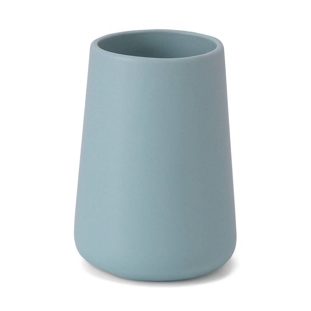 Porta spazzolini bagno turchese e cromo in ceramica Sidney
