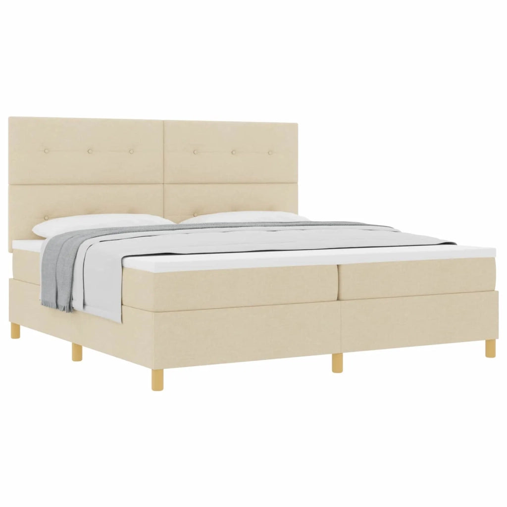 Letto a molle con materasso Crema 200 x 200 cm Tessuto 3339649