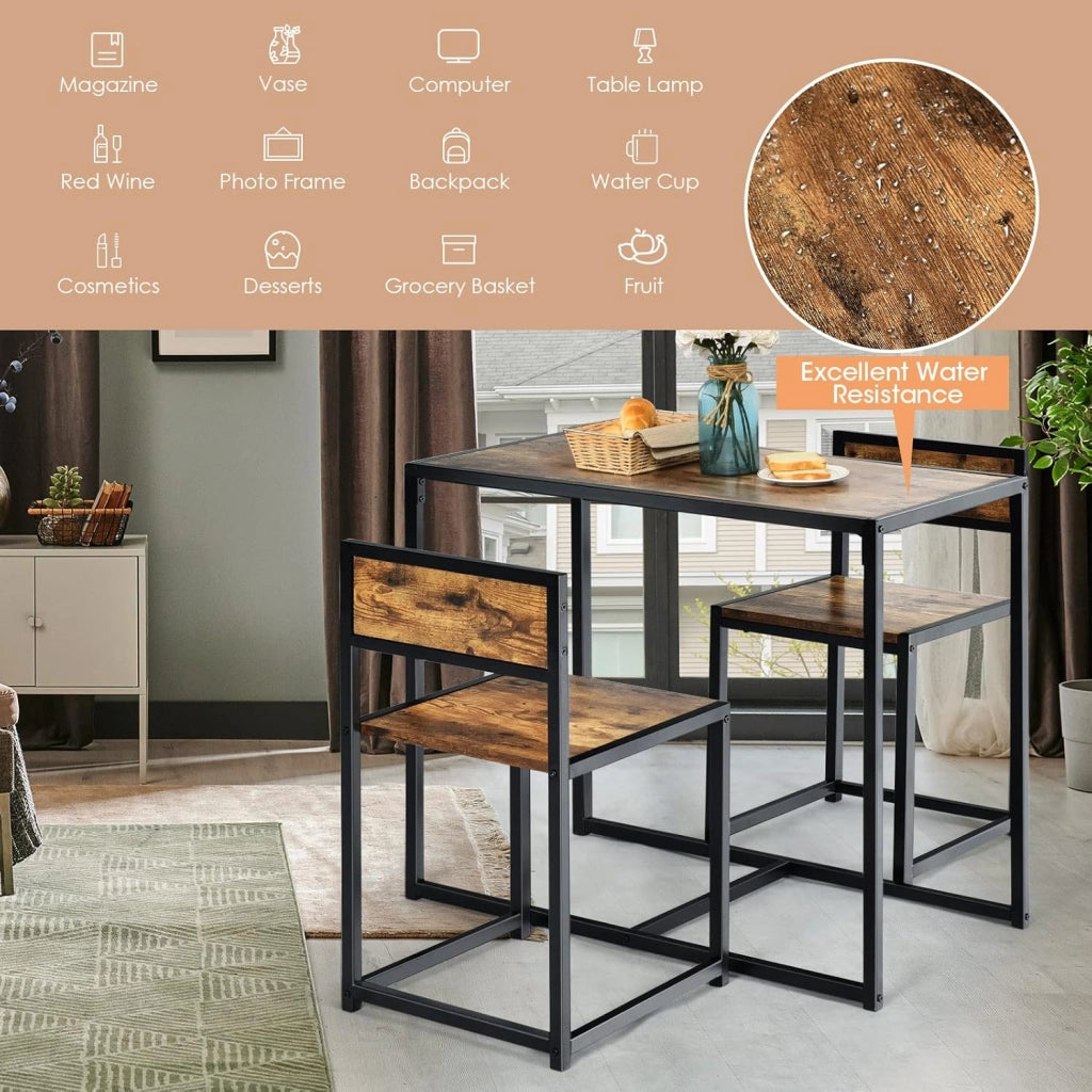 Set di Tavolo da Bar da 3 Pezzi, Set 3 Pezzi con 2 Sedie e Tavolo, Piccolo Tavolo da Cucina per 2 Persone, Tavolo da Bistrò, 3 Colori