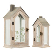 Lanterne Home Flower Coppia cm 18x13x36-12,5x8,5x25 (vetro Temperato)