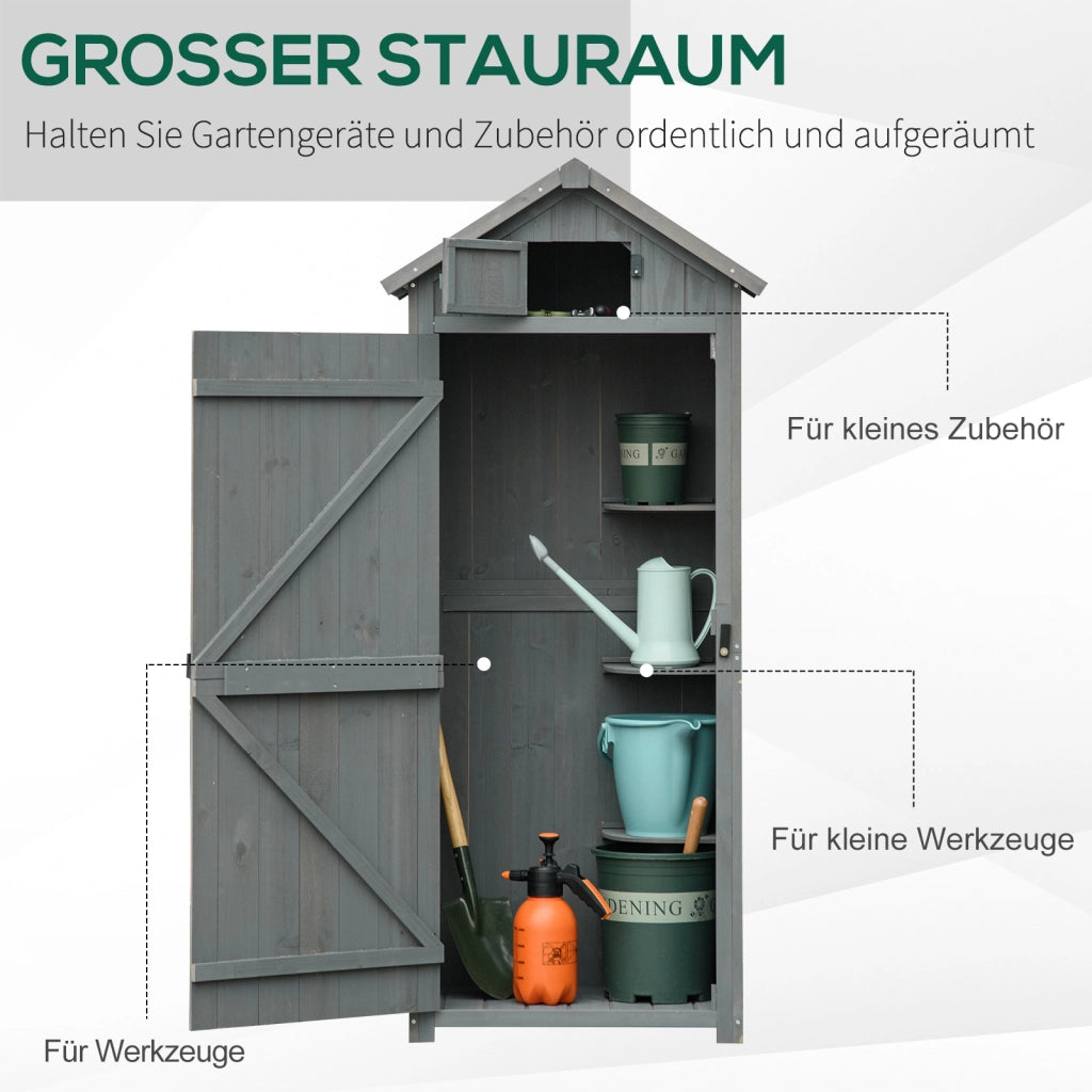 Armadio da giardino in legno ¨C zephmum ¨C Grigio+Verde 77x54.2x179cm