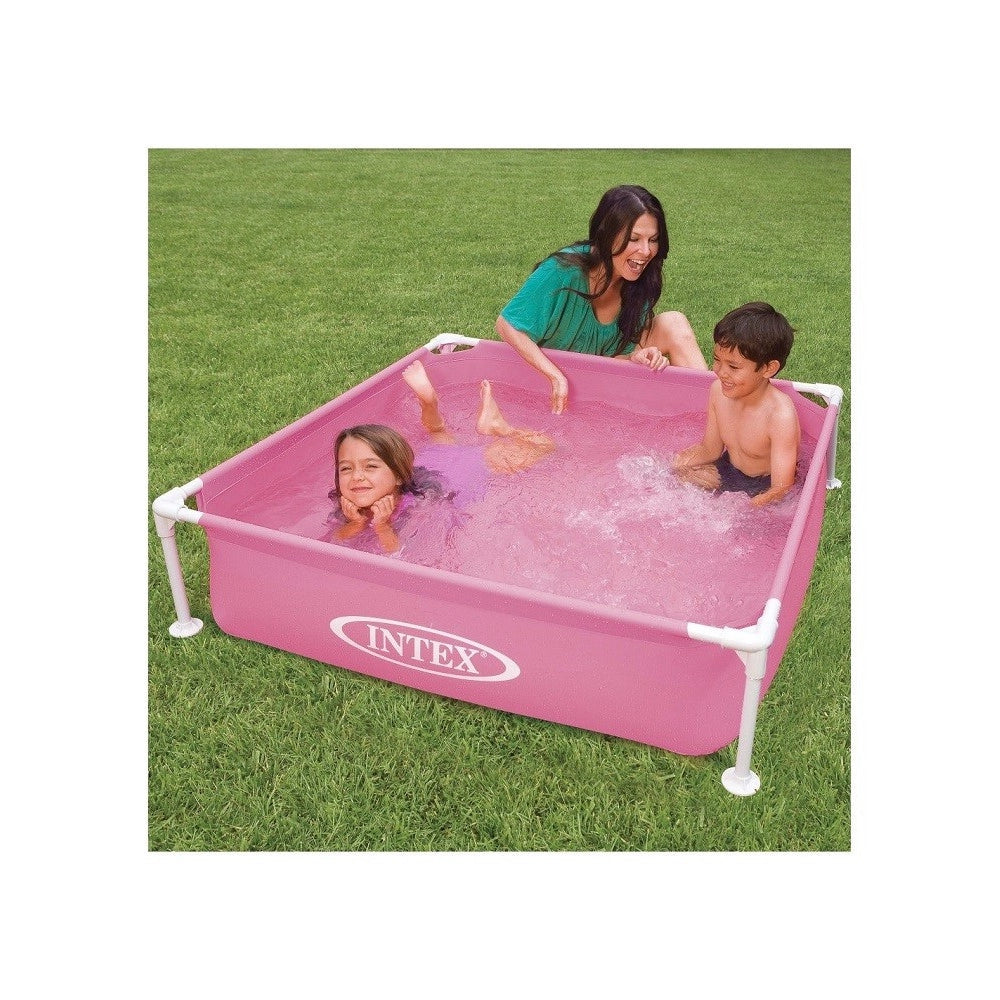 Trade Shop - Piscina Mini Frame Rosa Quadrata Con Telaio 122x122x30 Cm Bambini Estate 57172 -