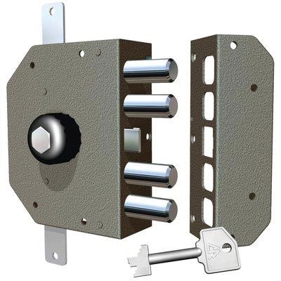 SERRATURA LEGNO APPLICARE 3250P CR  C.POMPA M4+POMOLO TRIPL+SCR E.MM 60 DX