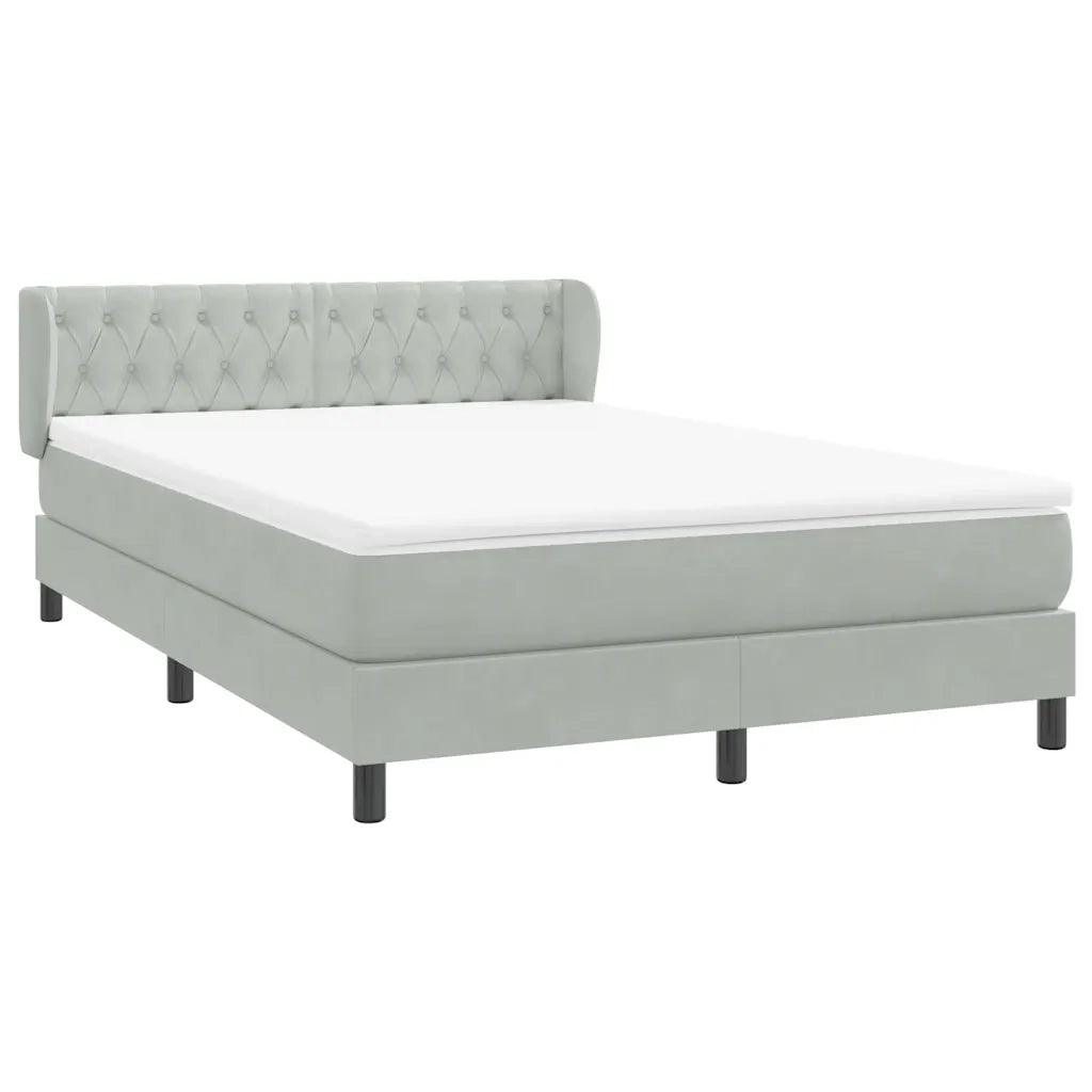 Giroletto a Molle con Materasso Grigio Chiaro 160x210cm Velluto 3317781