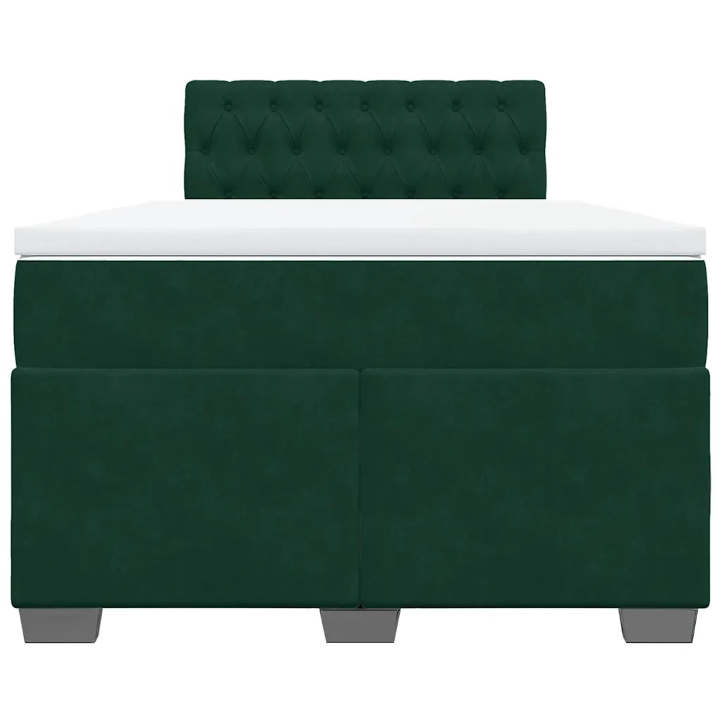 Giroletto a Molle con Materasso Verde Scuro 120x190 cm Velluto