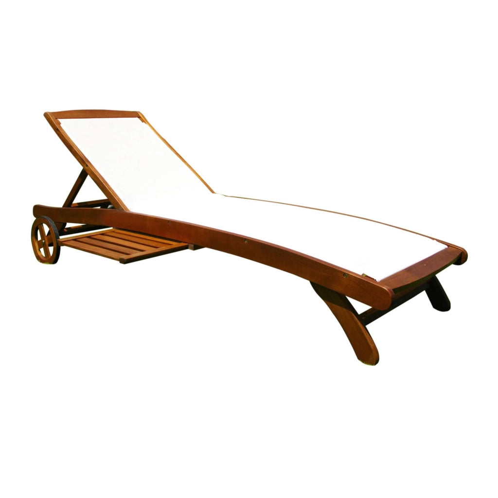 Lettino prendisole Legno con ruote in Legno Textilene Acacia cm 196x63x38 - MYRON
