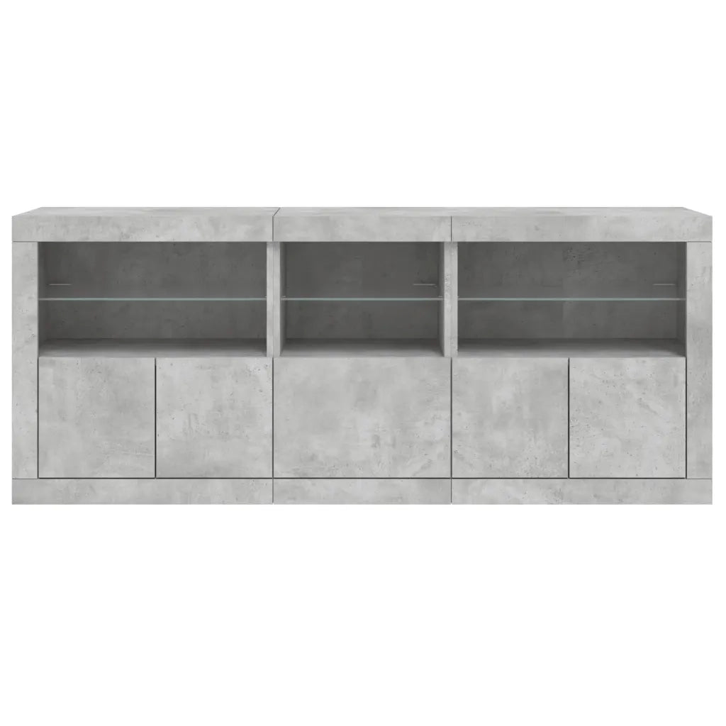 Credenza con Luci LED Grigio Cemento 162x37x67 cm 3208998