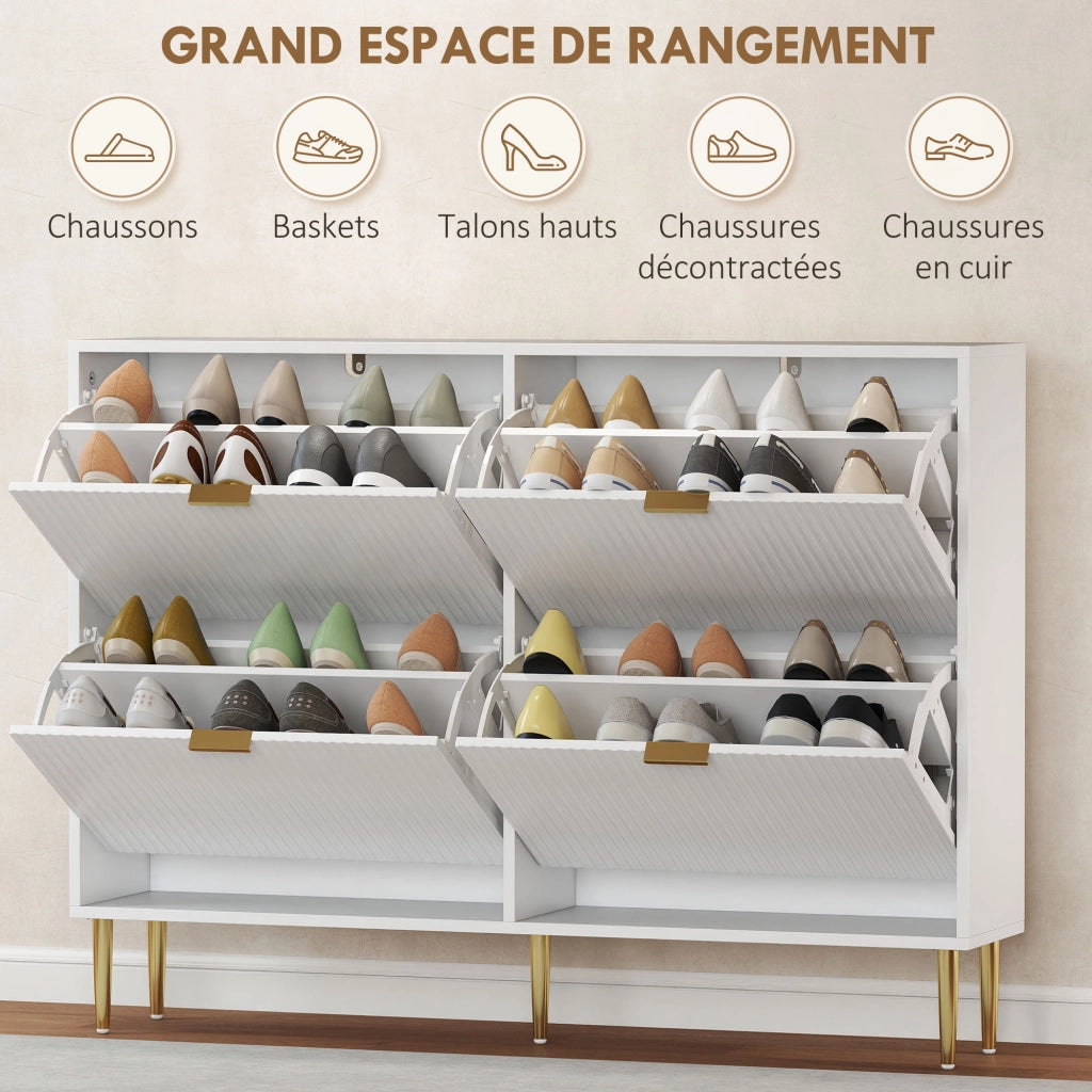 Scarpiera con cassetti e ripiani regolabili ¨C zephmum ¨C bianco 105x24x91,5 cm