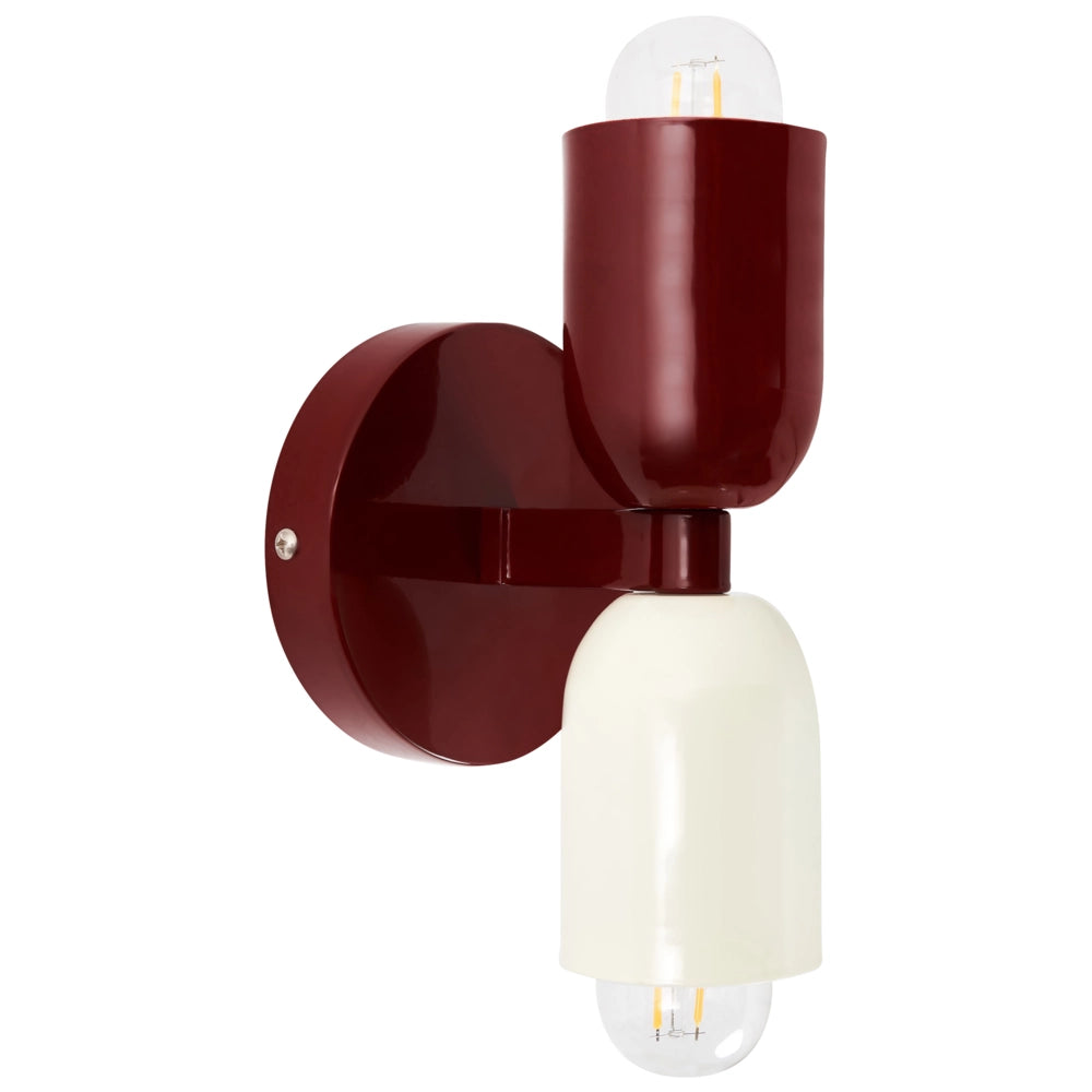 Set di 2 lampade da parete a due luci Up-Down Scones rosso