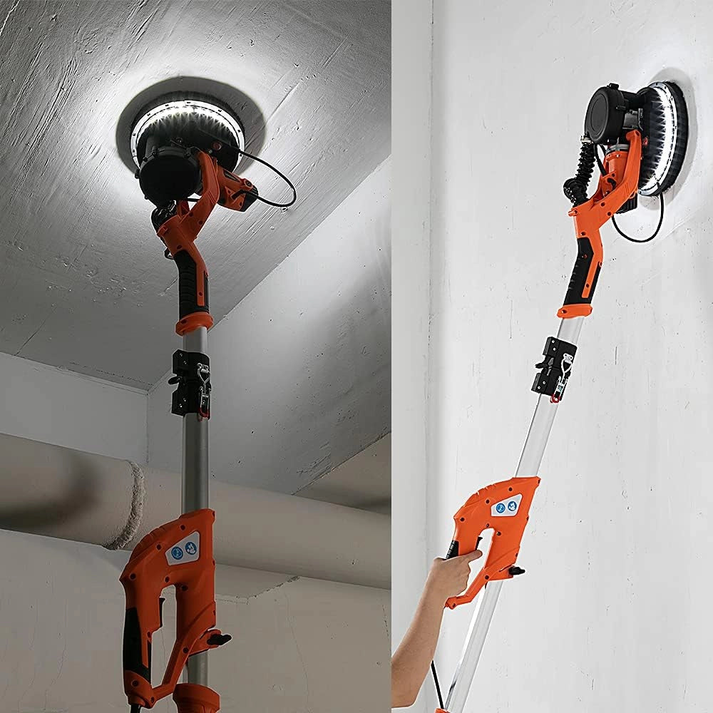 ® Levigatrice Muro 750Watt Telescopica Cartongesso Giraffa Levigatura Professionale Pareti 12 Dischi Abrasivi Carteggiatrice Soffitti Orbitale