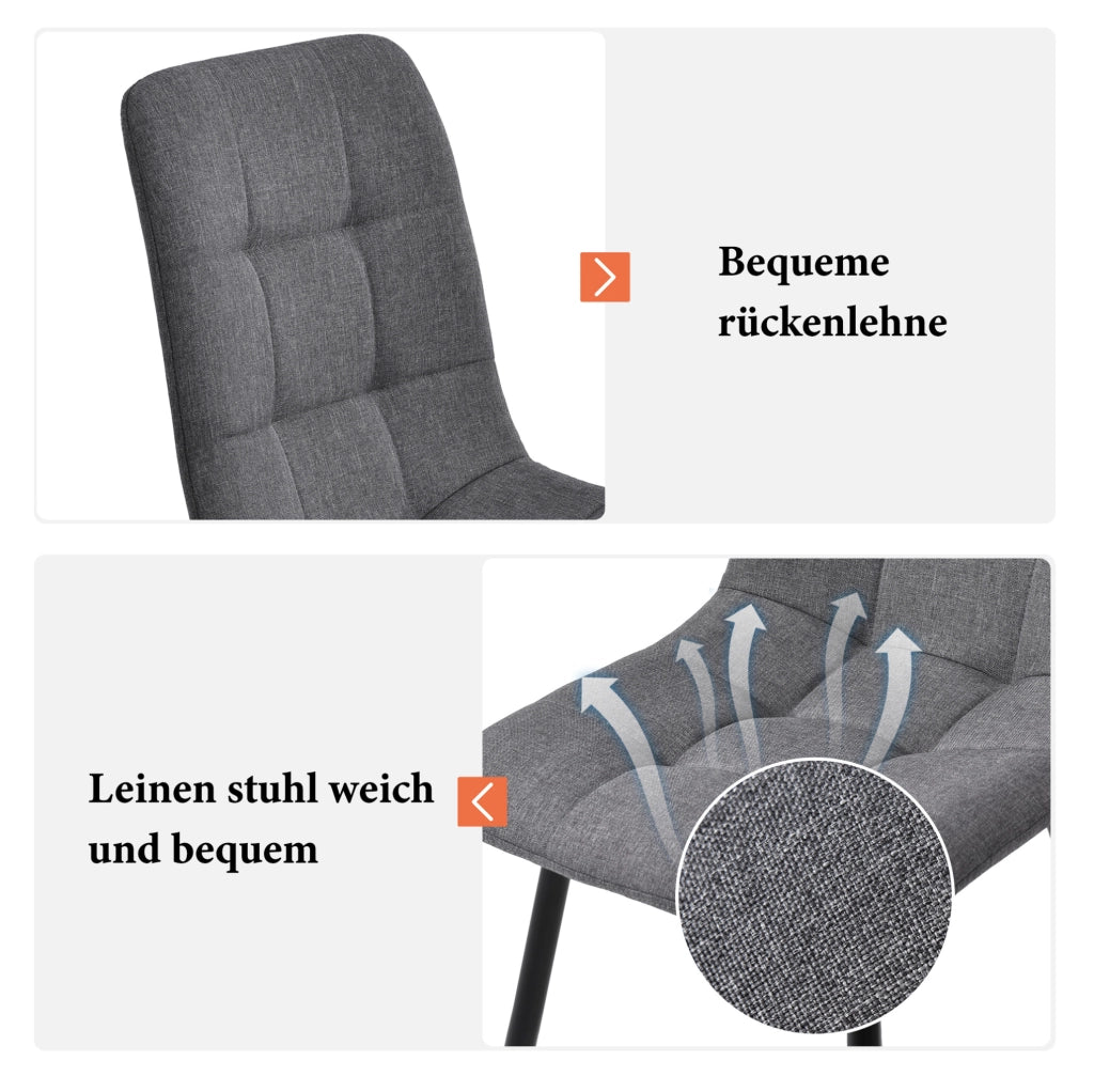 Set tavolo da pranzo rettangolare con 4 sedie grigie