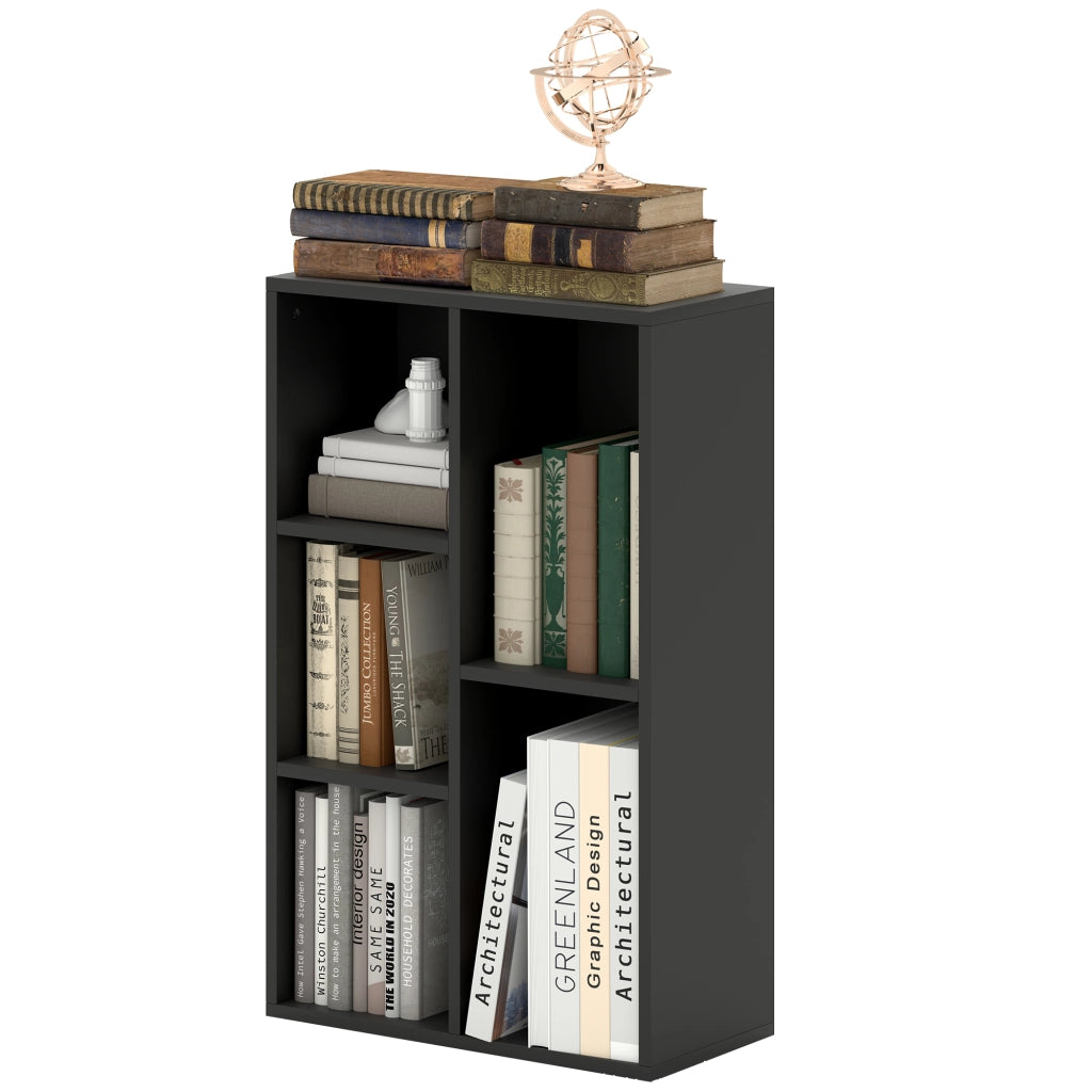 Libreria scaffale mobile con 5 scomparti ¨C zephmum ¨C nero 50x24x80 cm