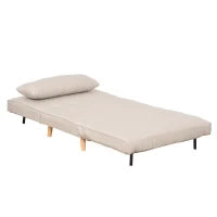 Poltrona Letto 3 in 1 con Schienale Reclinabile in 6 Posizioni, 94x78x80 cm, Beige